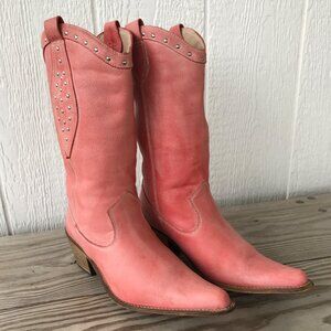 Vintage Browns B2 Blushing Rose Womens Leather and Studs Pointy Western Boot 7